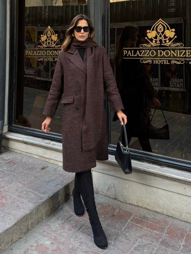 Brown Coat with a Scarf