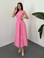 Pink Belted Dress