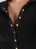 Brown Wool Knit Top with Buttons