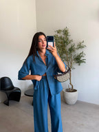 Blue Relaxed Two-Piece Set