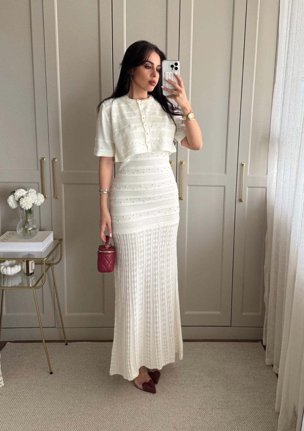 Ivory Pearl Knit Set