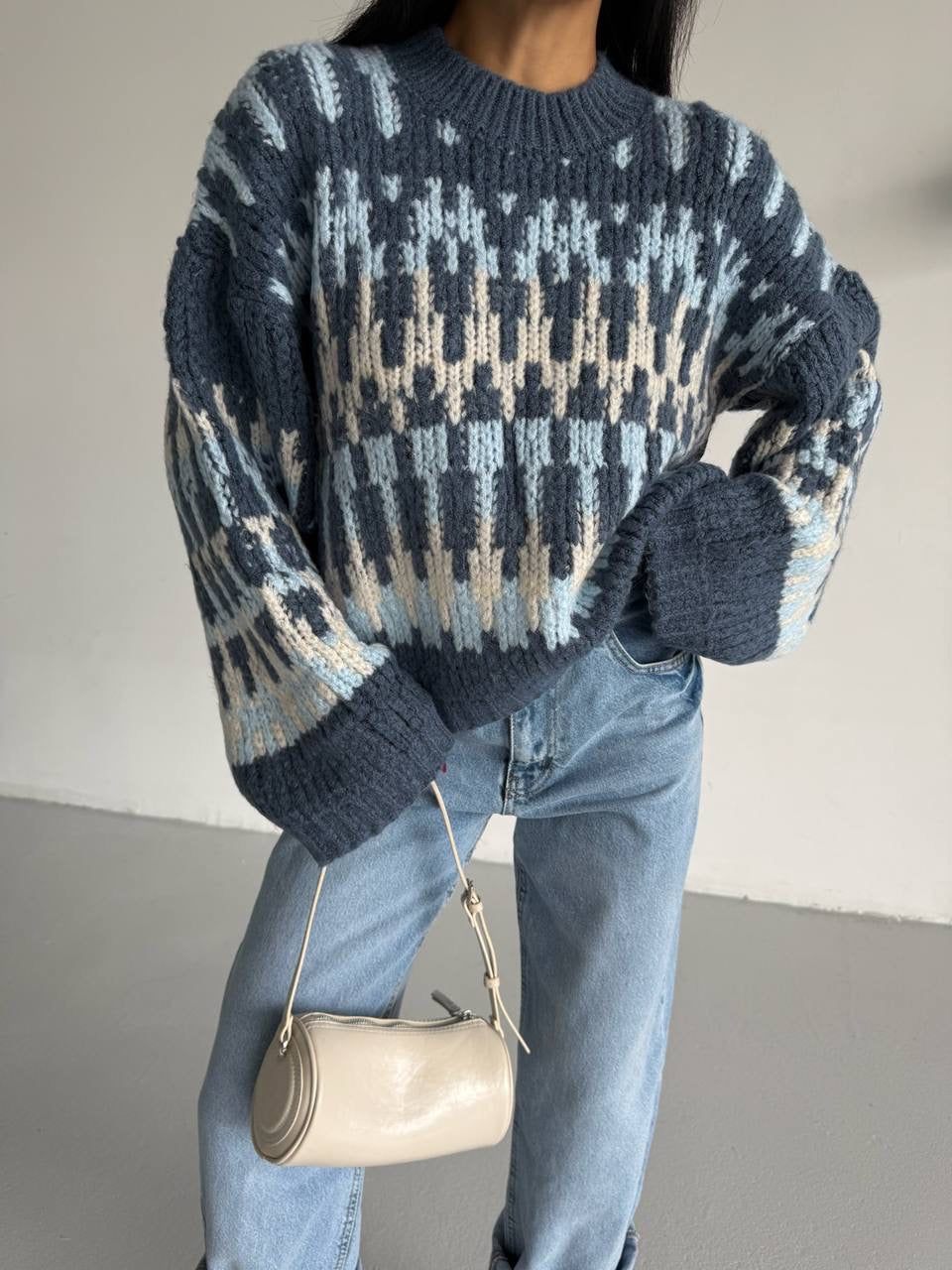 Blue & Cream Sweater