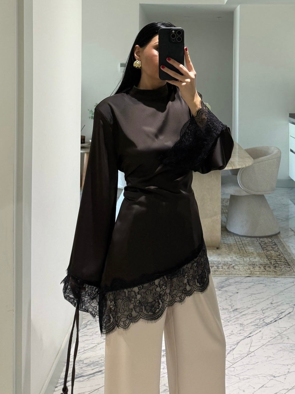 Brown lace blouse
