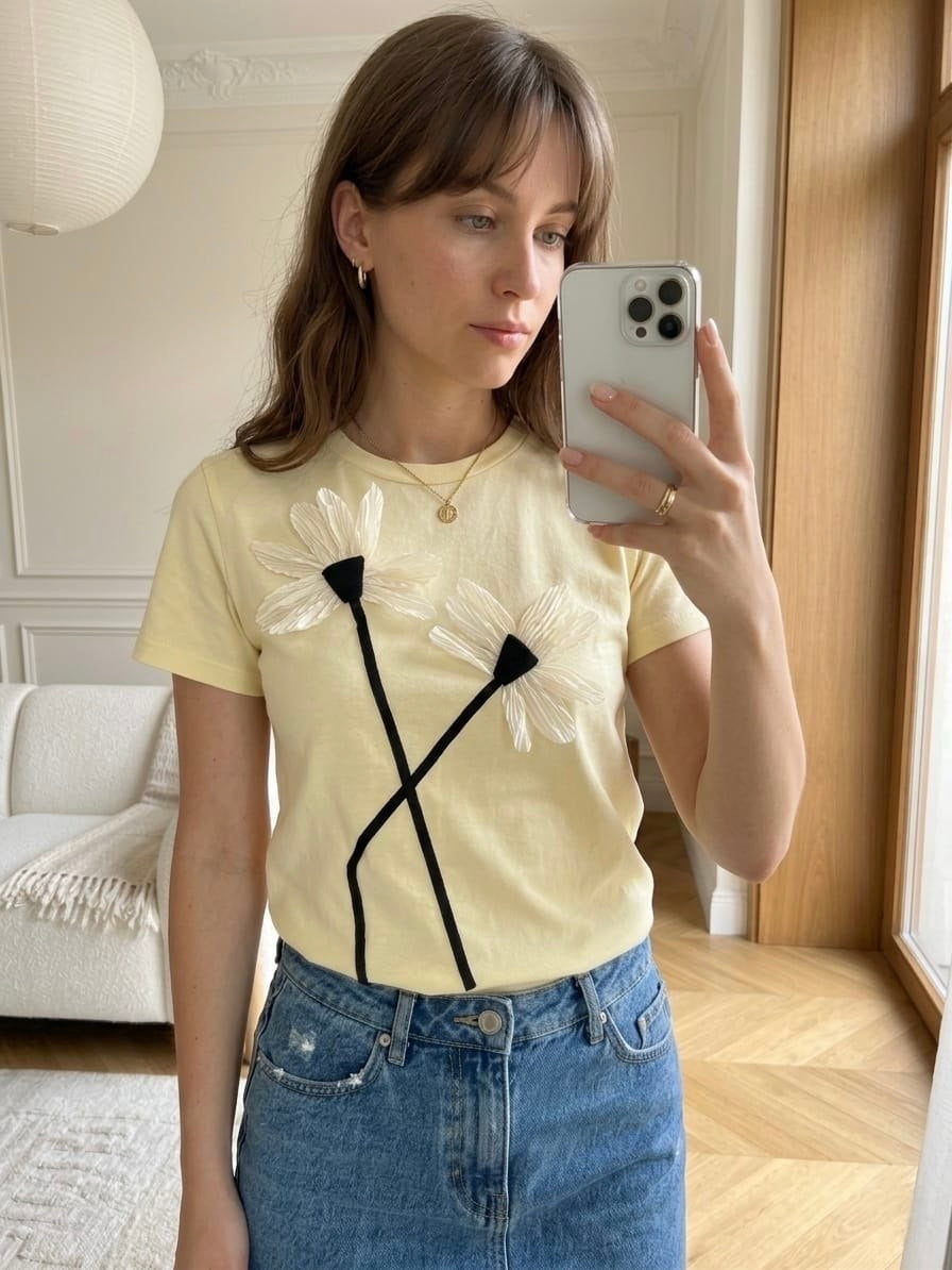 Yellow Floral Pattern Blouse