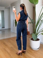 Chic Blue Denim Jumpsuit
