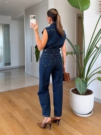 Chic Blue Denim Jumpsuit