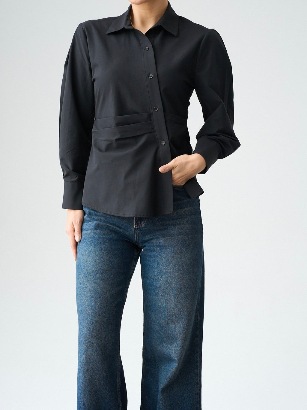 Black Waist Detail Shirt