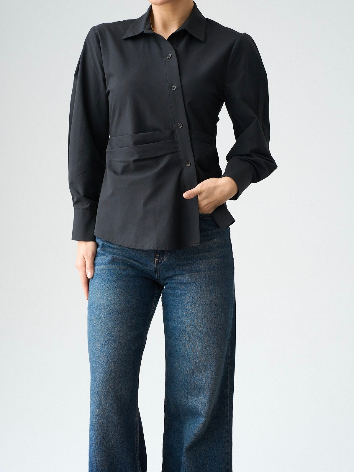 Black Waist Detail Shirt