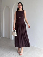 Velvet Brown Midi Dress