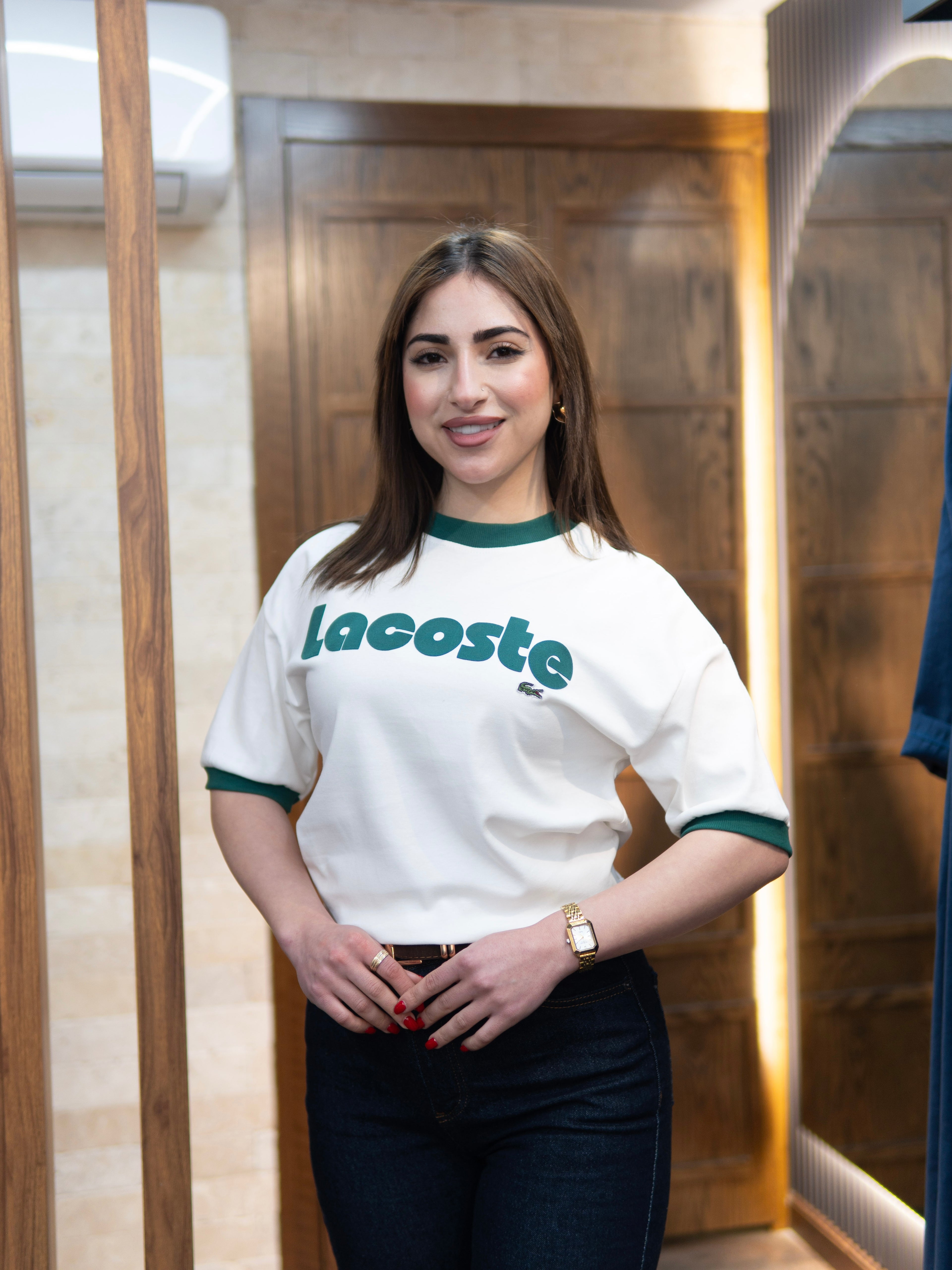 Lacoste Green Round Neck Top