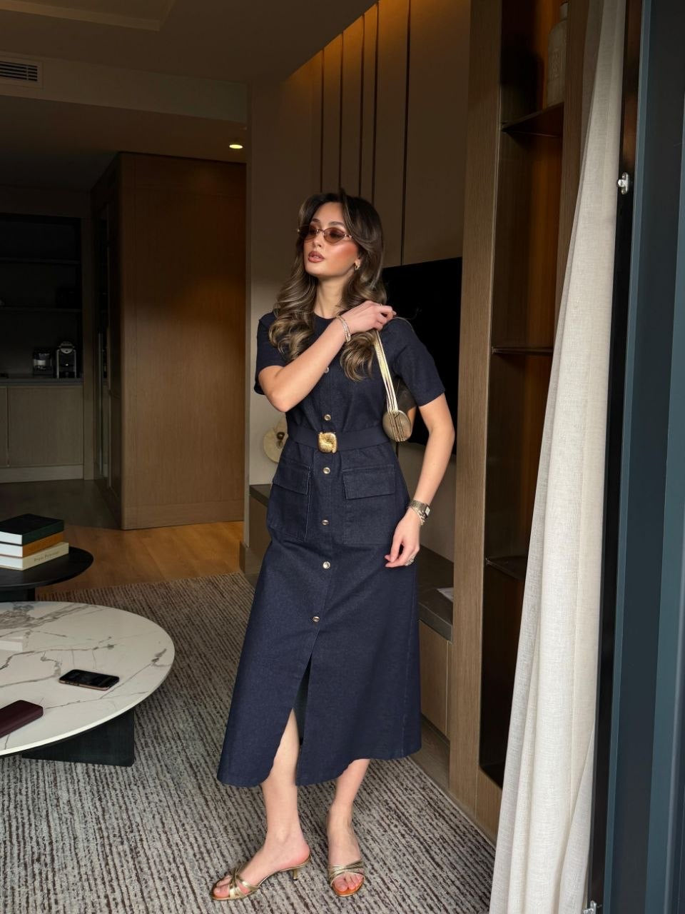 Navy Chic Buttoned Dress