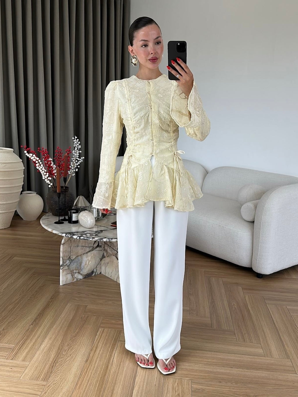 Luna Embroidered Peplum Blouse