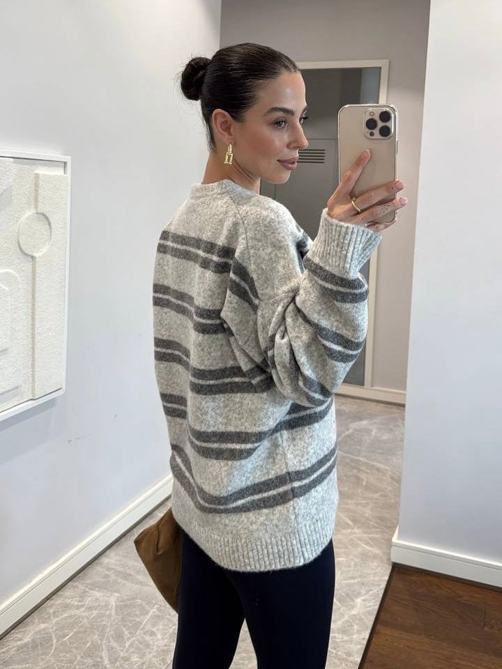 Grey Striped Sweater