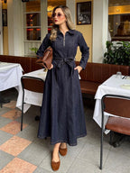 Denim Zip-Up Maxi Dress