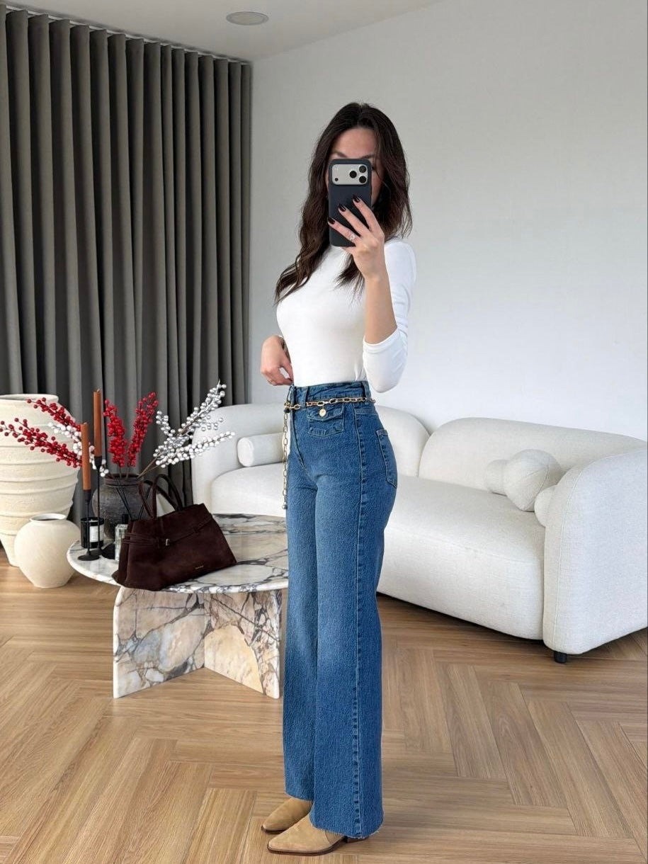 High Waist Straight Leg Jeans