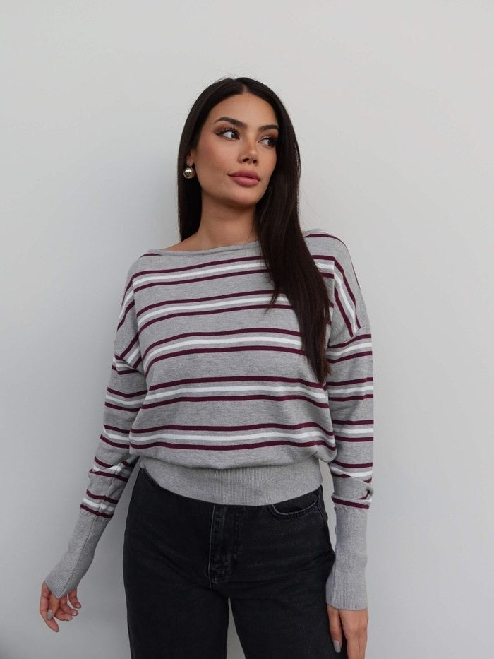 Burgundy Striped Top