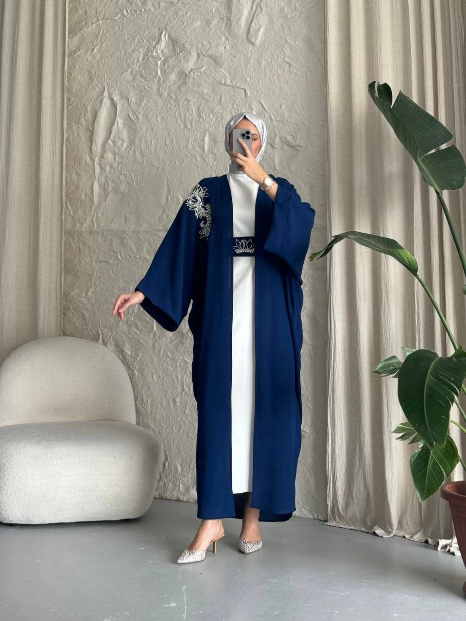 Royal Navy Flow Abaya Set