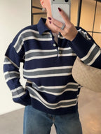 Navy & White Striped Sweater