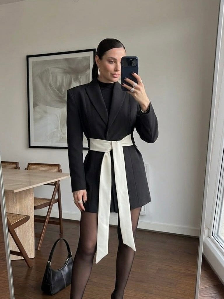 Black Blazer with White Belt