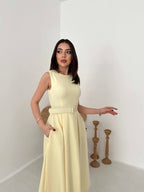 Yellow Belted Midi Dress