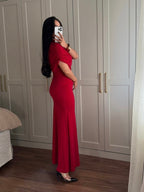 Crimson Royal Draped Dress