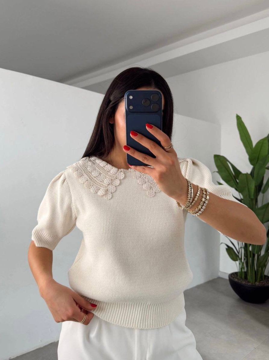 Vintage Lace Collar Top