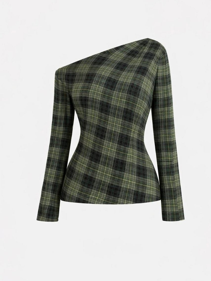 Green Checkered Blouse