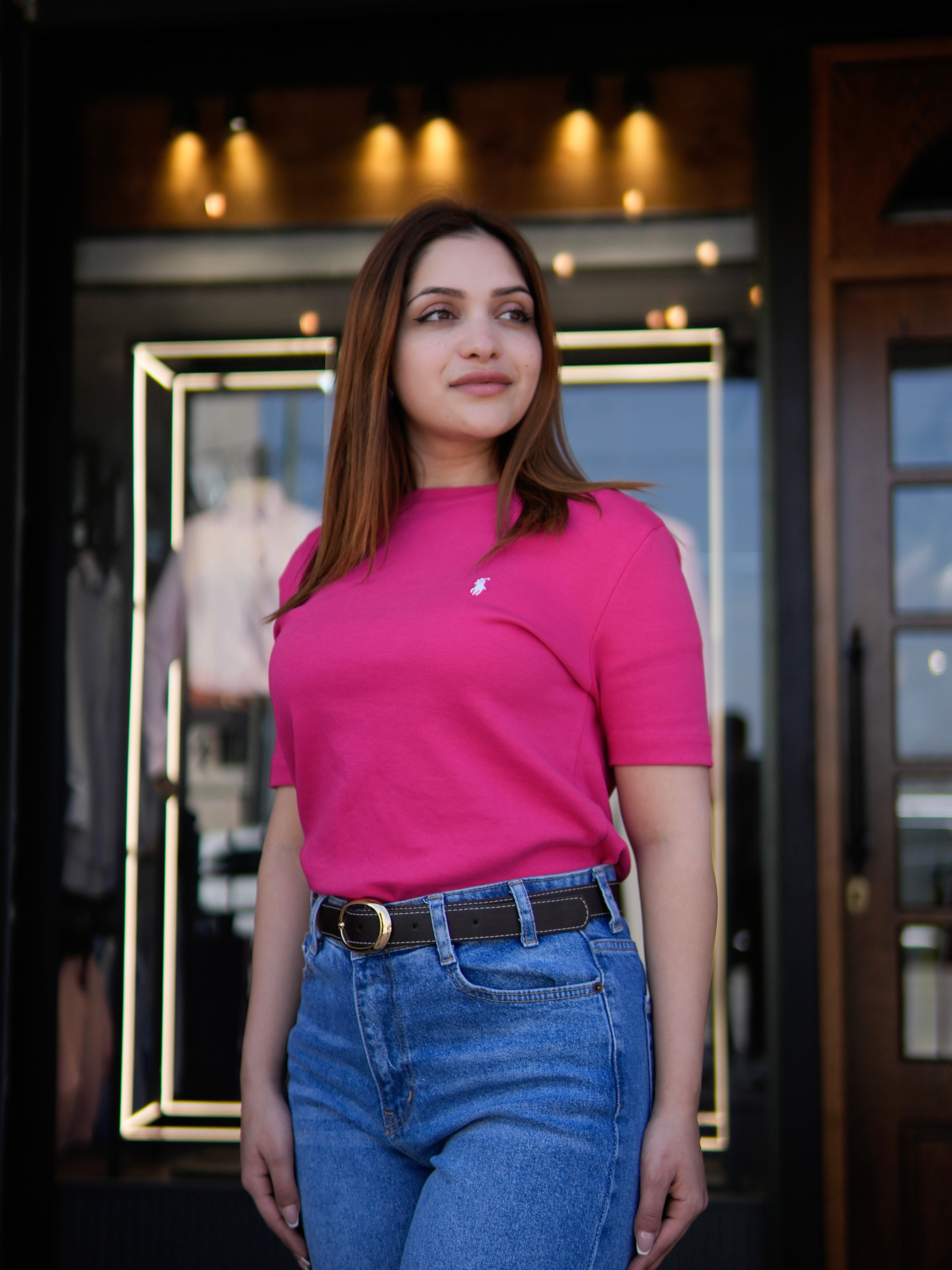 Fuchsia Round Neck Polo Blouse