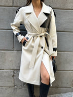 Beige Coat With Leather