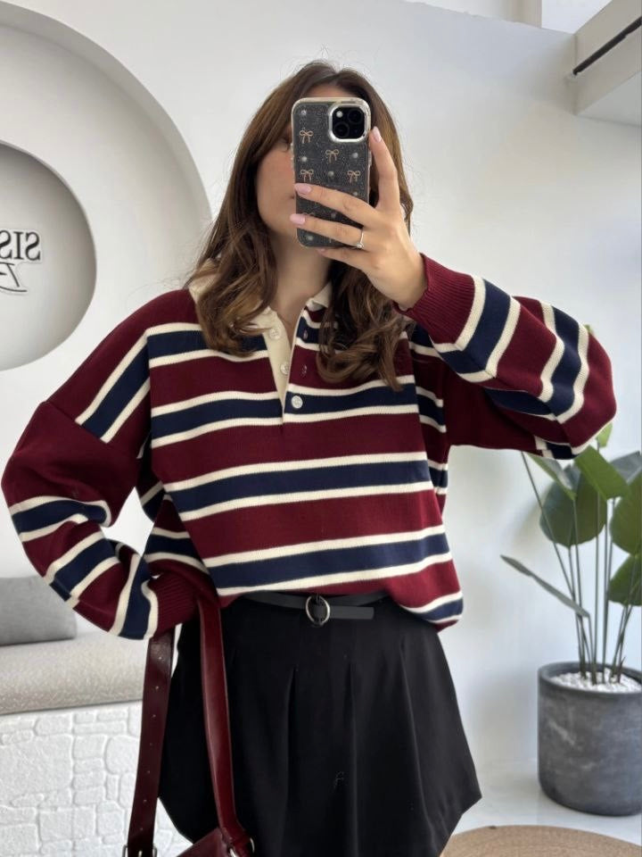 Striped Burgundy Blouse