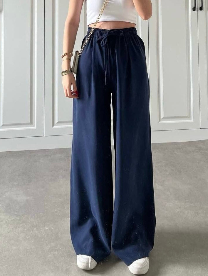 Wide-Leg Drawstring Pants