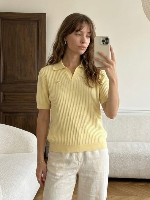 Lacoste Chic Ribbed Polo Top