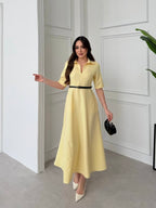 Lemon Elegance Midi Dress