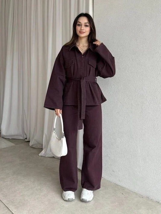 Burgundy Denim Set