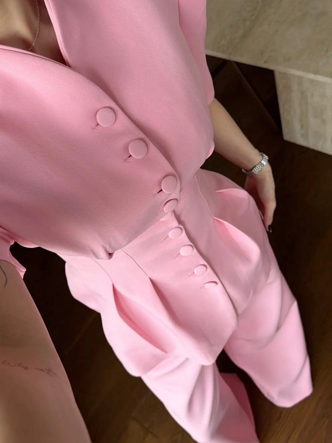 Pink Structured Two-Piece Set