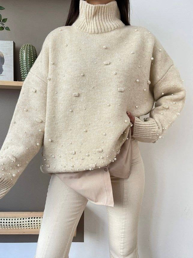 Cream Pearl Knit Sweater