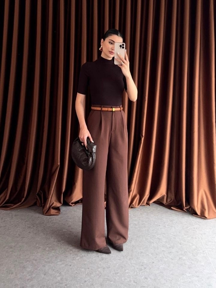 Brown Formal Fabric Pants