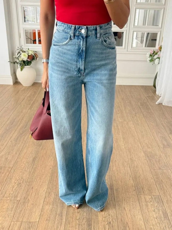 High-Waisted Wide Leg Jeans
