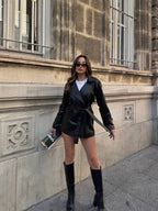 Belted Leather Look Coat