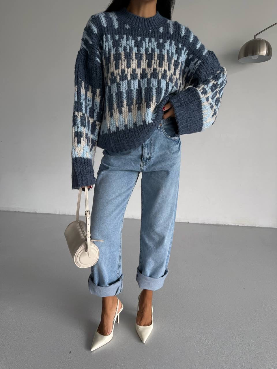 Blue & Cream Sweater