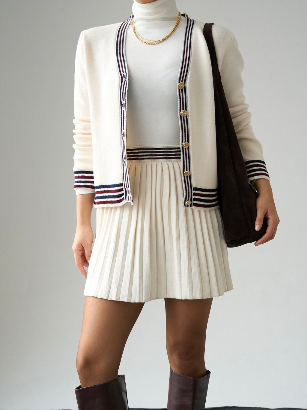 Beige Classic Stripe Cardigan
