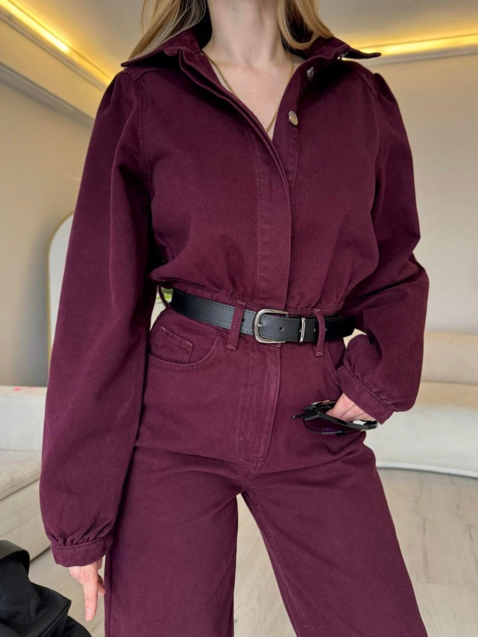 Straight-Leg Denim Jumpsuit