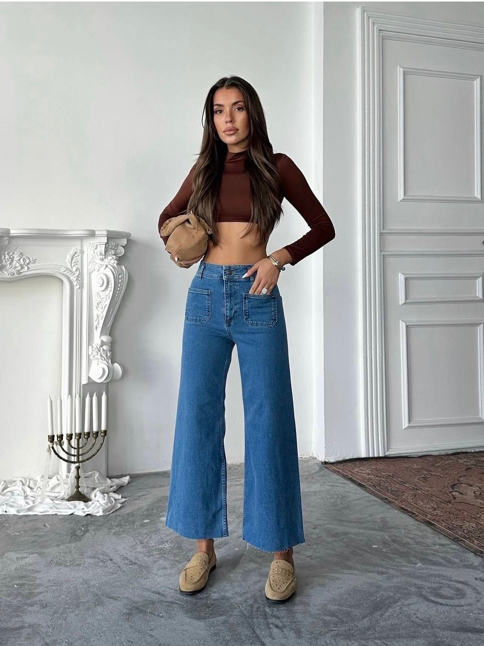 High-Waisted Wide Leg Jeans