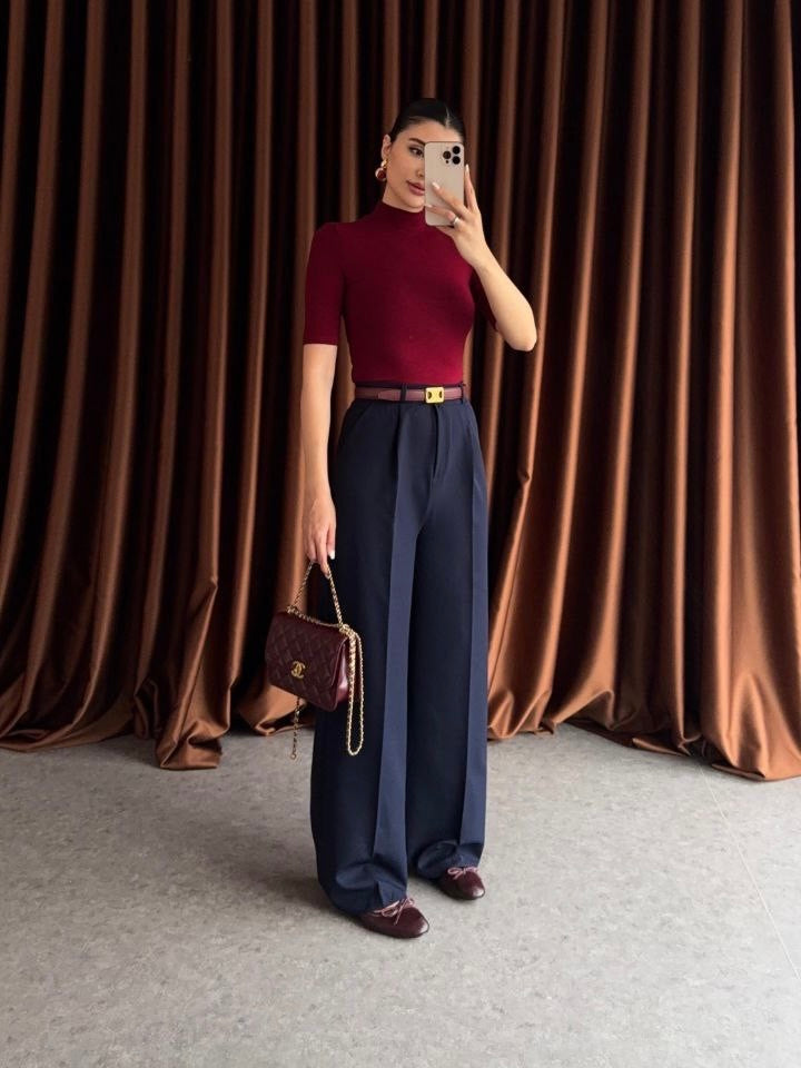 Formal Navy Fabric Pants