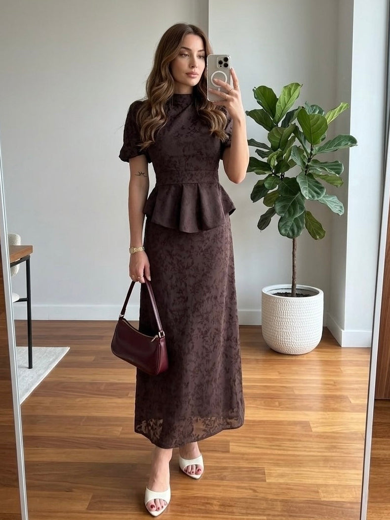 Mocha Bloom Midi Dress