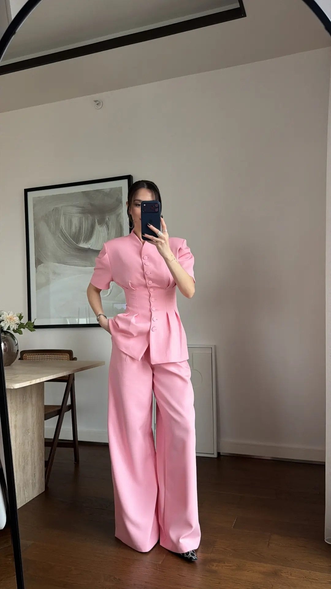 Pink Structured Two-Piece Set