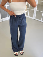 Navy Relaxed Wide-Leg Pants