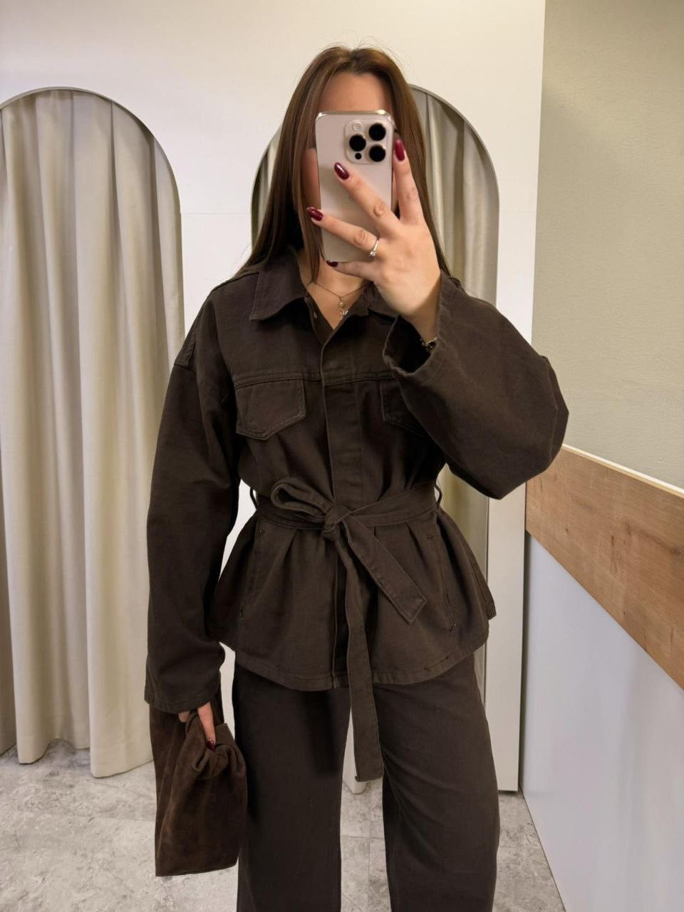Brown Belted Chic Set
