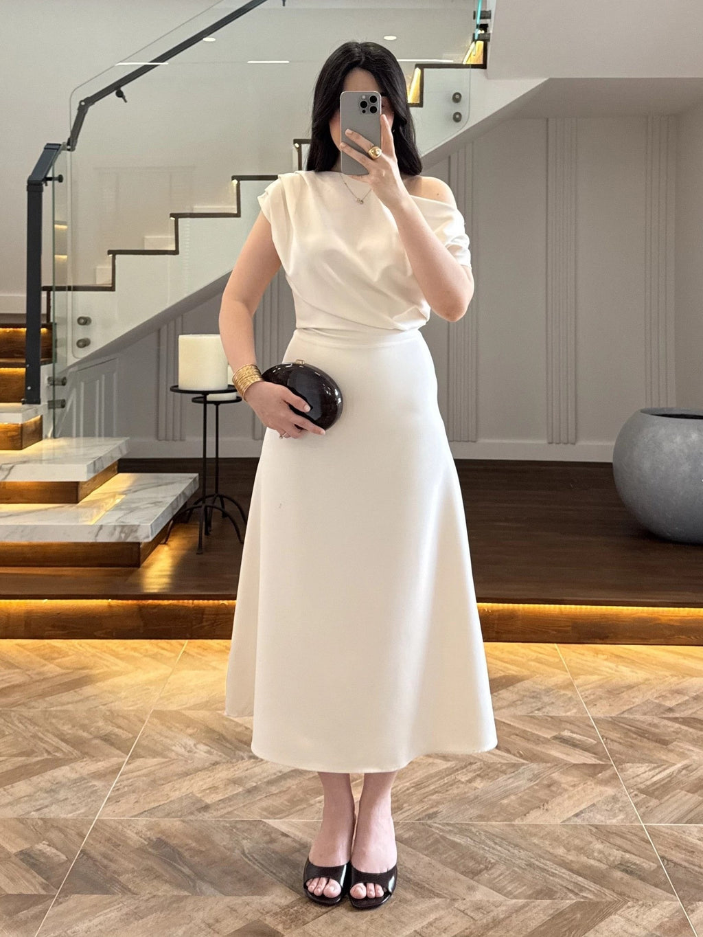 Ivory Grace Drape Dress