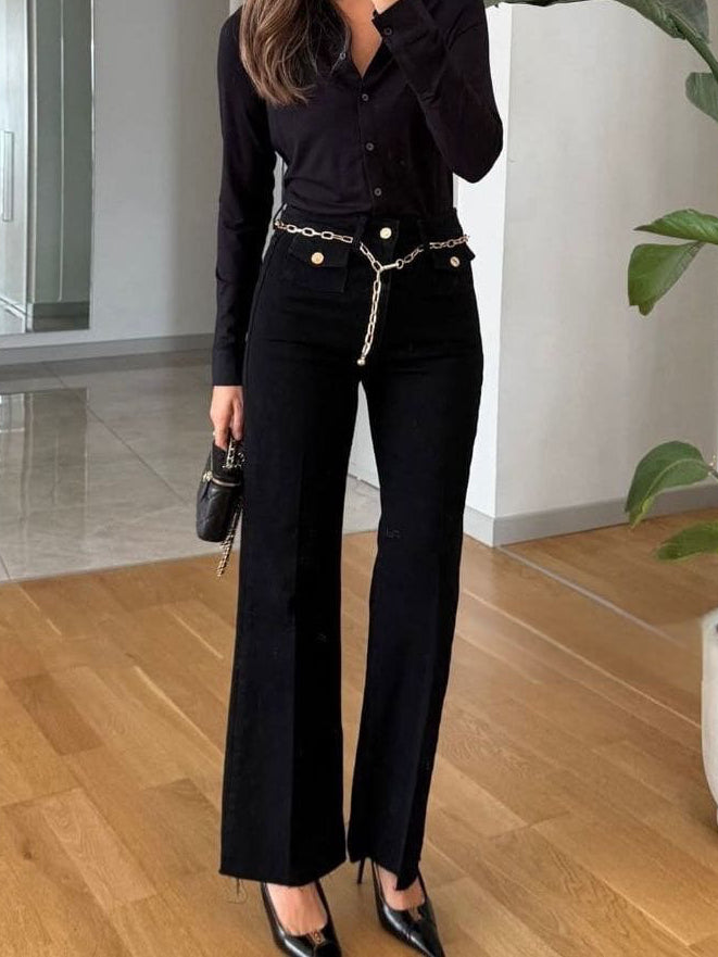 High Waist Straight Leg Jeans